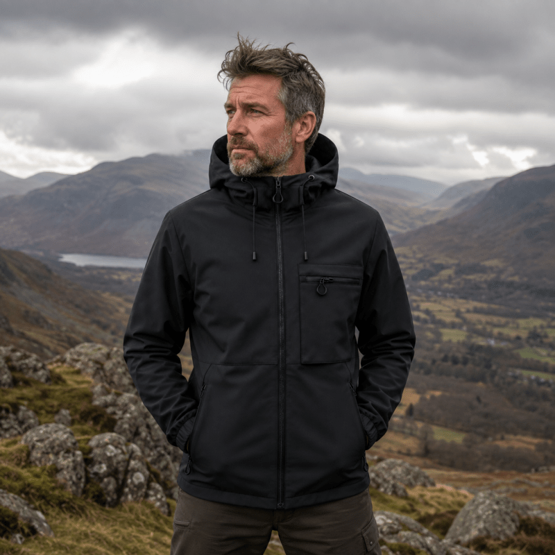 Men's Hooded Lightweight Shell Jacket with Chest Pocket