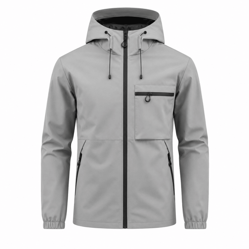 Men's Hooded Lightweight Shell Jacket with Chest Pocket