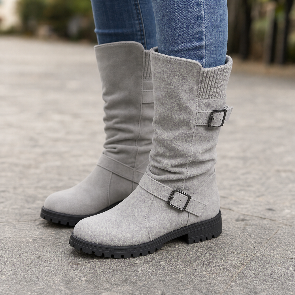 Women's Slouch Buckle Mid-Calf Boots