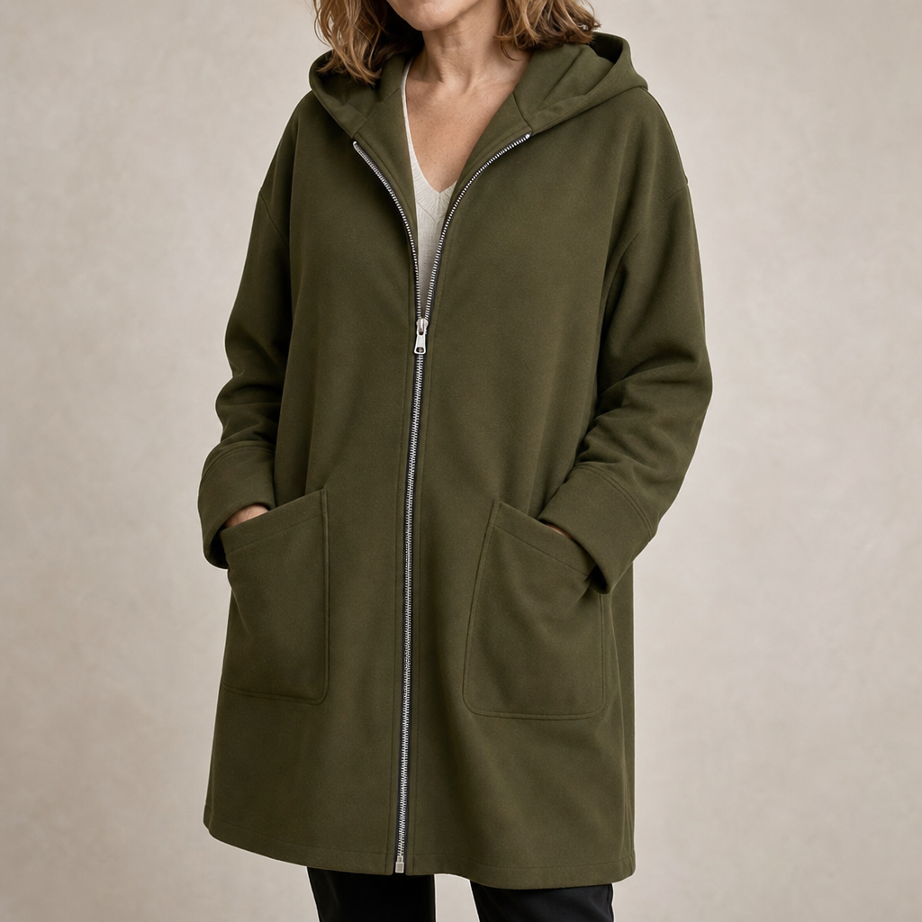 Women's Hooded Longline Zip Coat