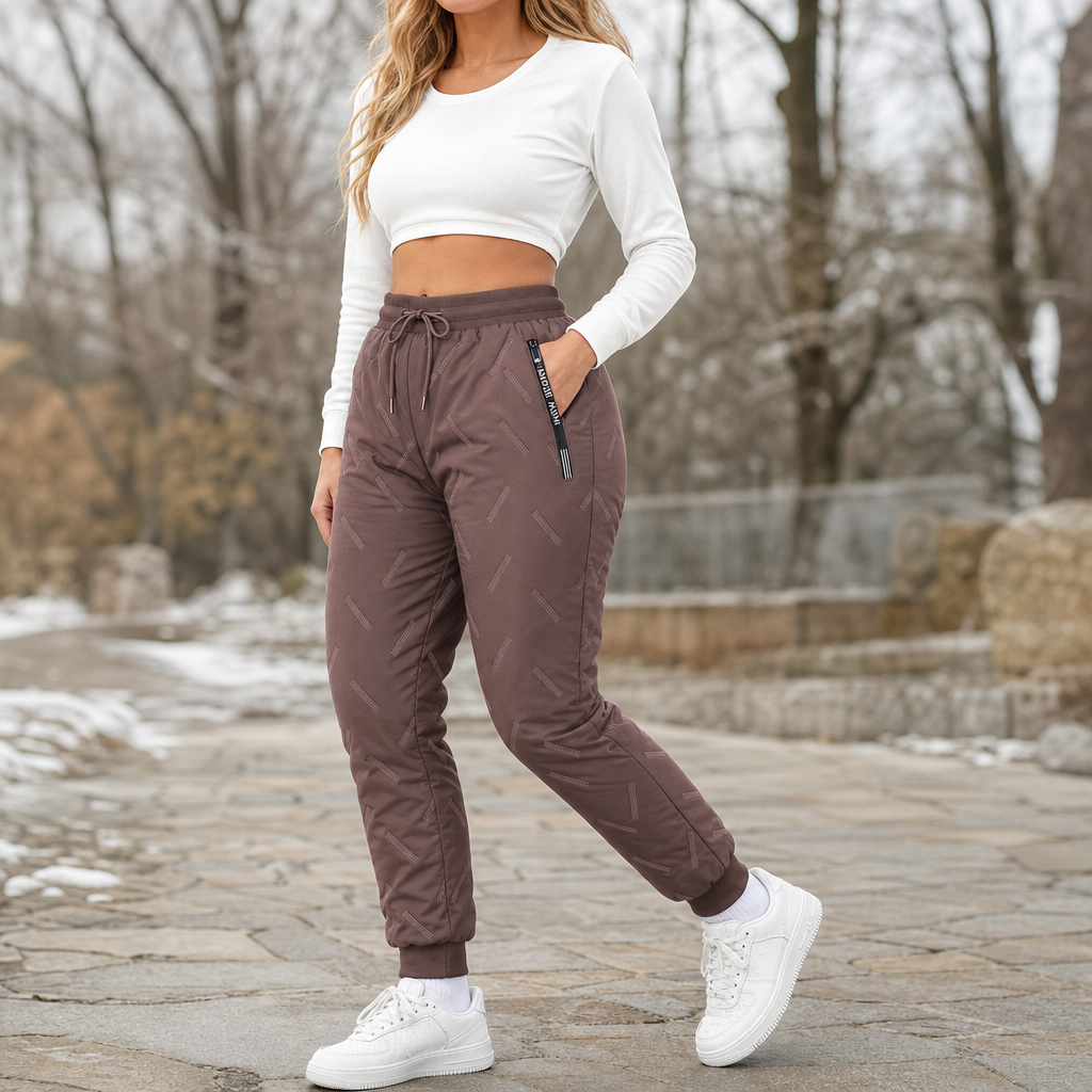Women's Quilted Padded Winter Jogger Pants