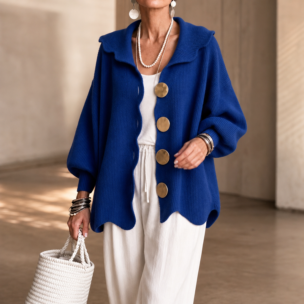 Women's Scalloped Collar Knit Cardigan