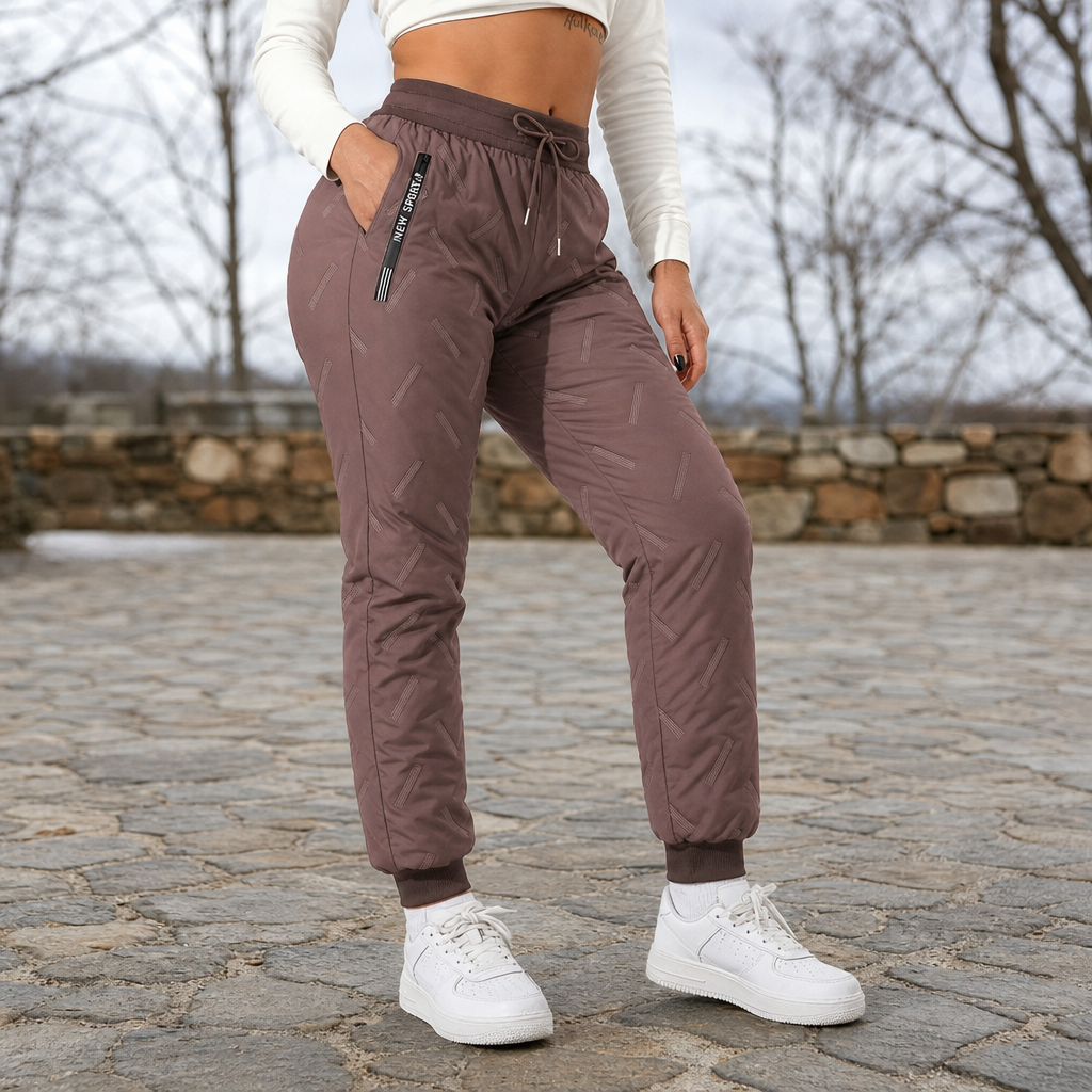 Women's Quilted Padded Winter Jogger Pants