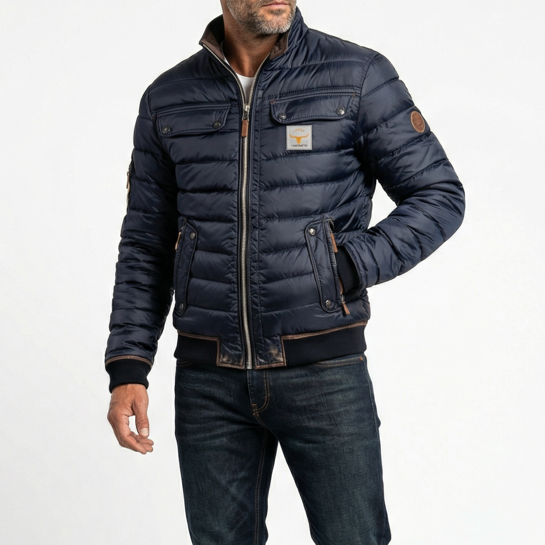 Veste matelassée zippée pour homme avec bordure contrastante