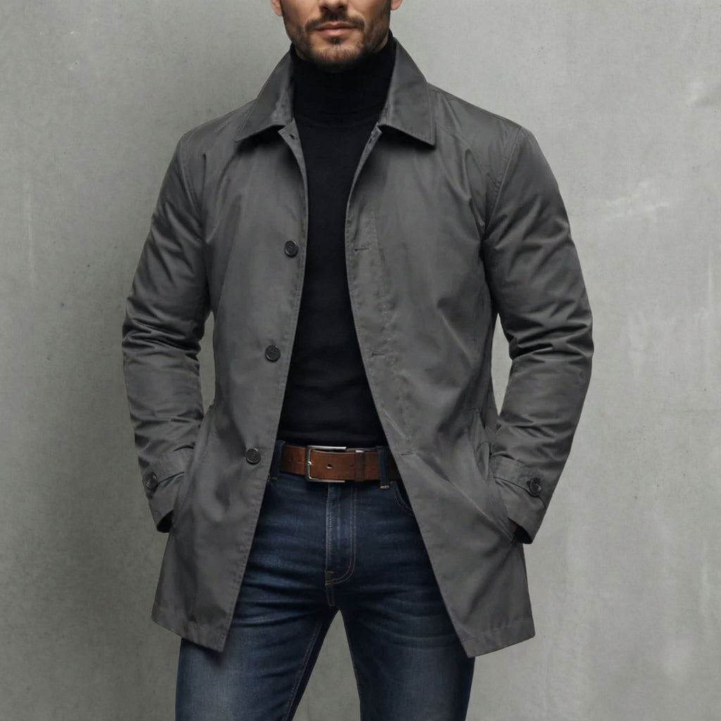 Men's Longline Single-Breasted Trench Coat