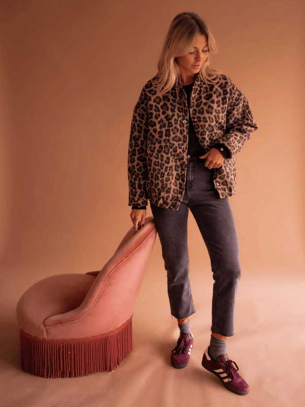 Women's Leopard Print Teddy Fleece Stand Collar Jacket