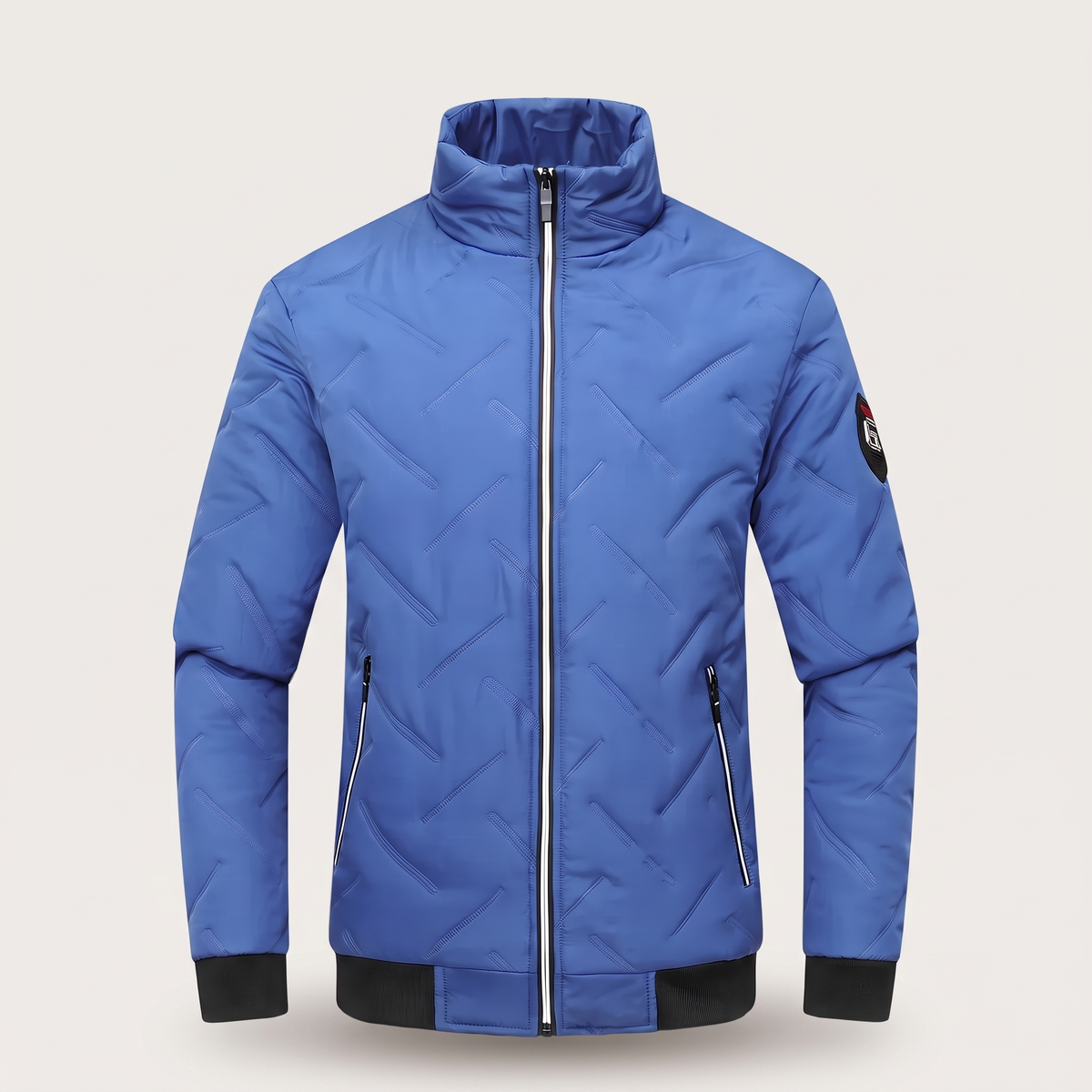 Men's Chevron Quilted Zip-Up Bomber Jacket