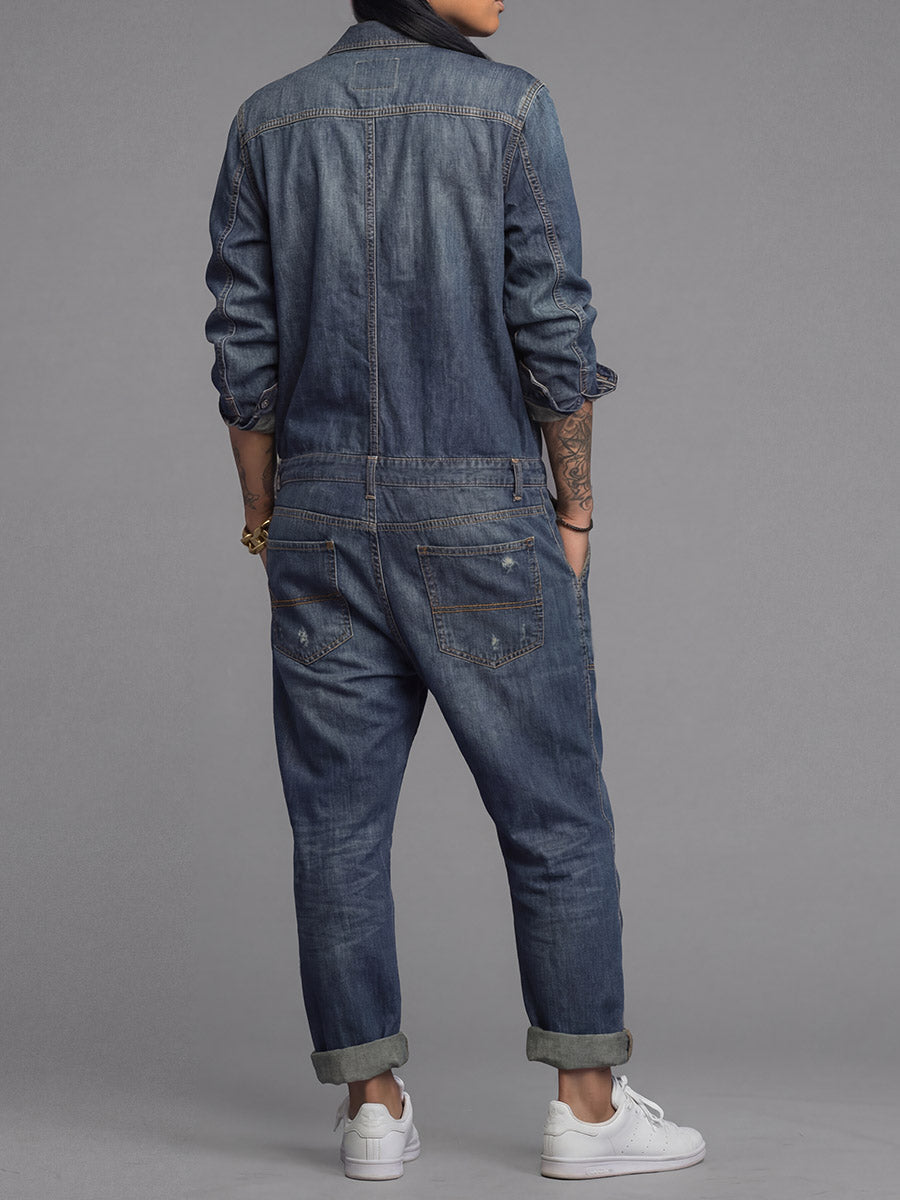 Women's Relaxed Fit Denim Utility Jumpsuit