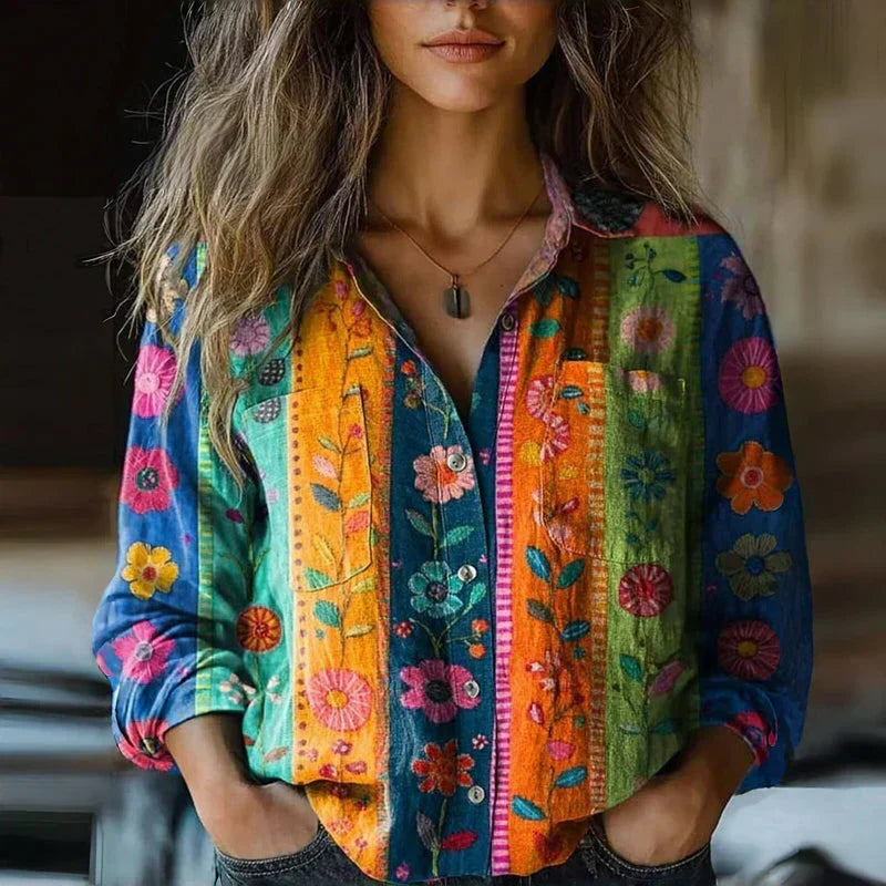 Bandana Print Ombre Button-Up Shirt