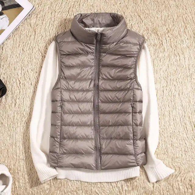 Zip-Front Stand Collar Quilted Puffer Gilet
