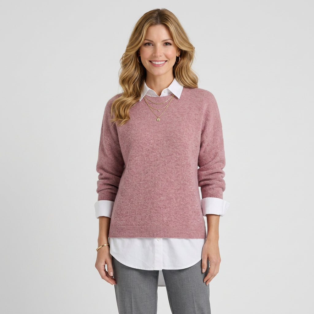 Women’s Crew Neck Knit Sweater – Long Sleeve Pullover Style
