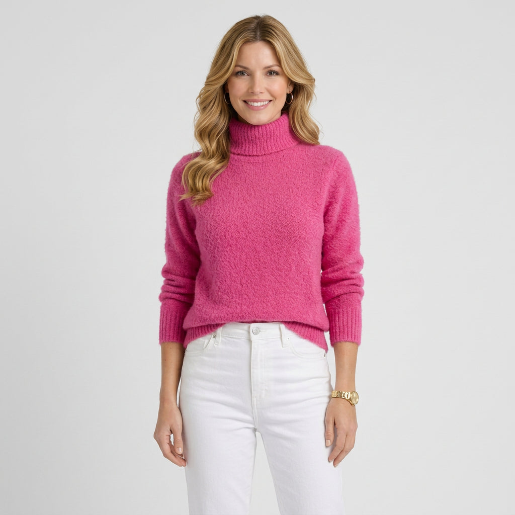 Women’s Mock Neck Knit Sweater – Long Sleeve Pullover Style