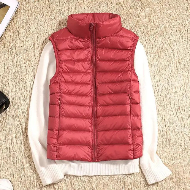 Zip-Front Stand Collar Quilted Puffer Gilet