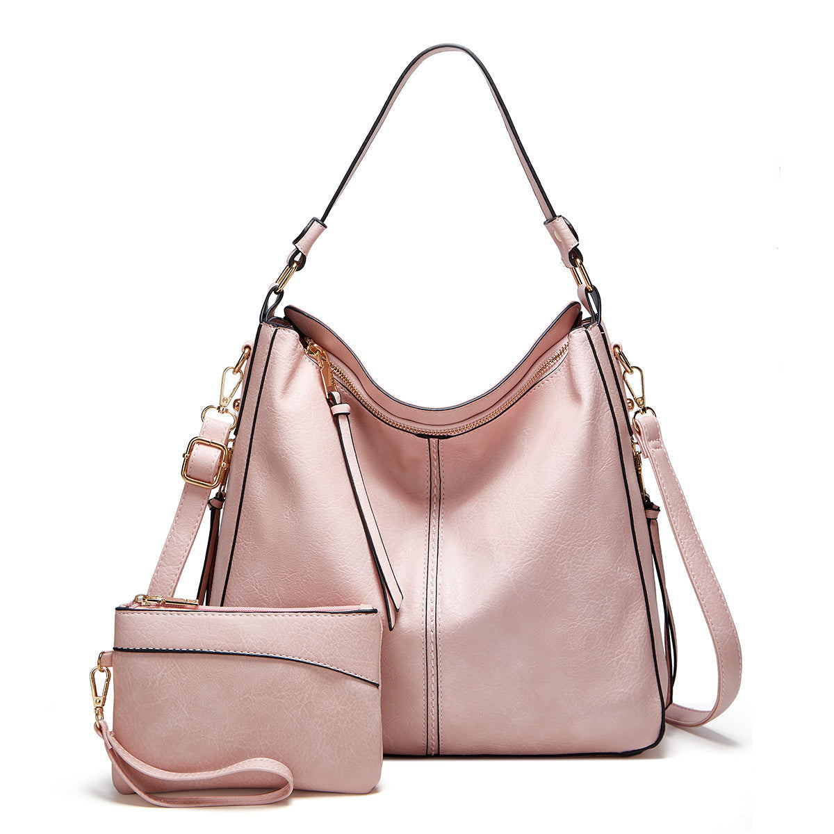 Women's Hobo Bag with Detachable Pouch and Strap