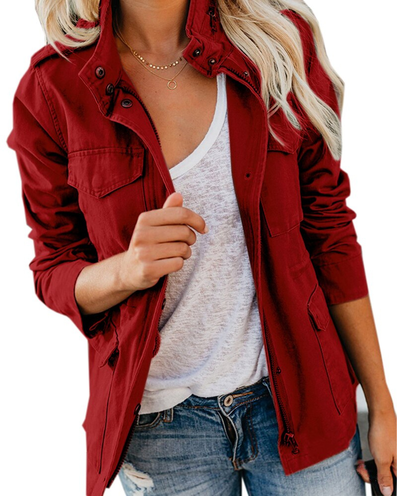Women's Utility Jacket with Cinched Waist and Pockets