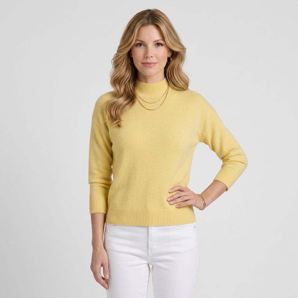 Women’s Mock Neck Knit Sweater – Long Sleeve Pullover Style