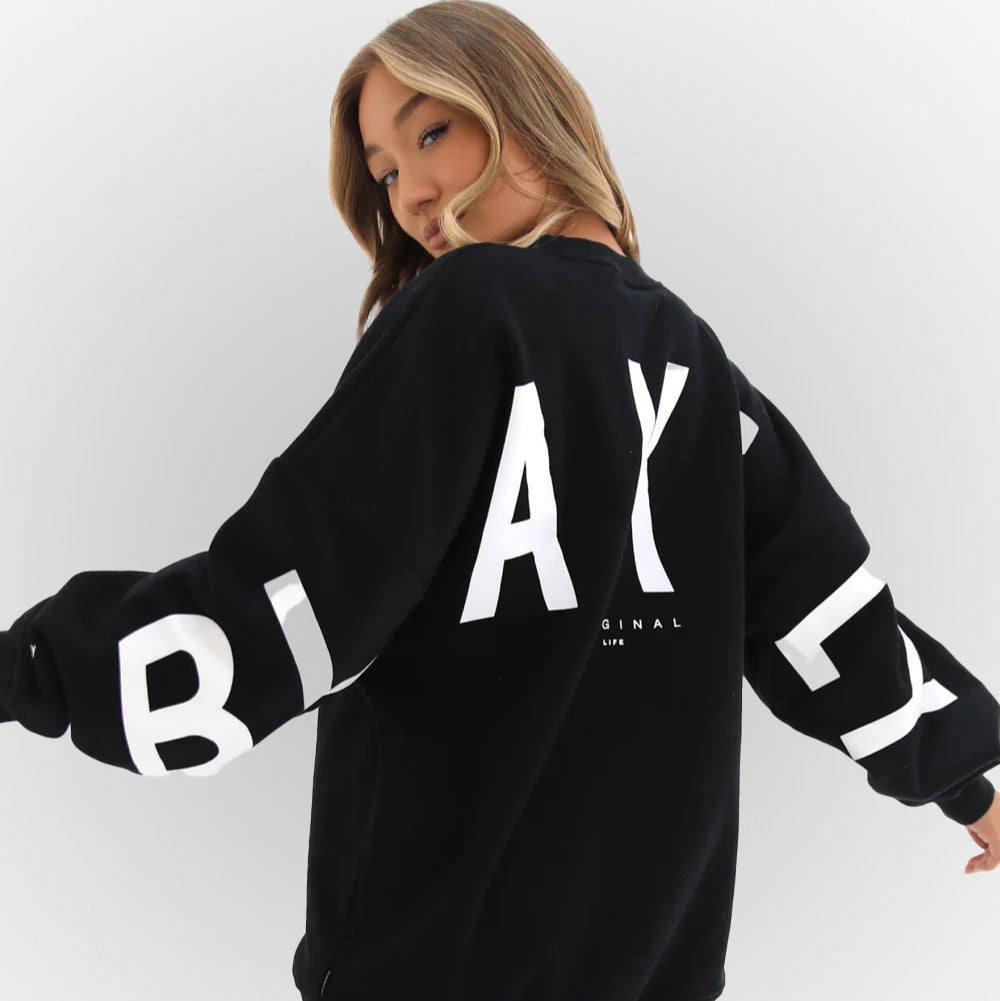 Sweat-shirt oversize à col rond pour femme