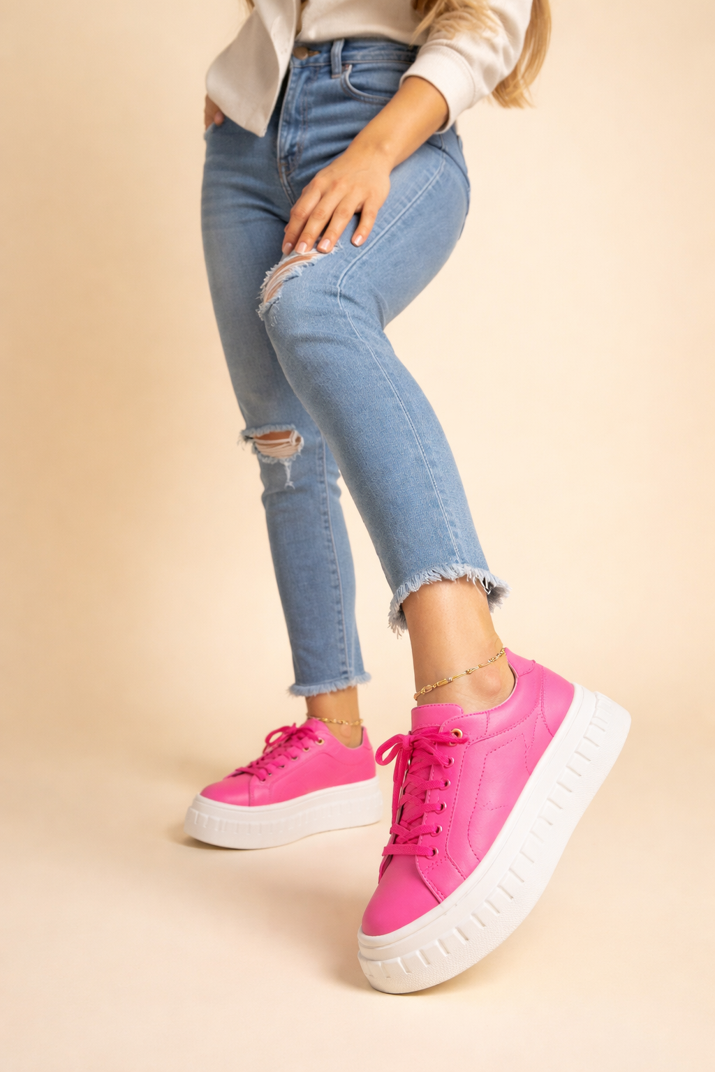 Women's Chunky Platform Lace-Up Sneakers