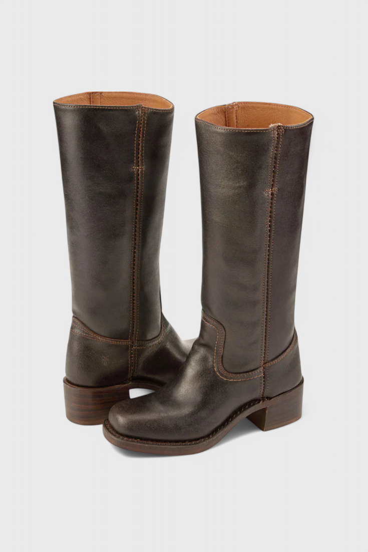 Women's Knee-High Boots with Stacked Block Heel