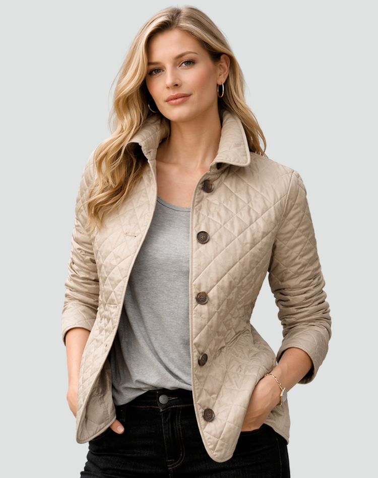 Women's Quilted Jacket with Contrast Cuff Lining