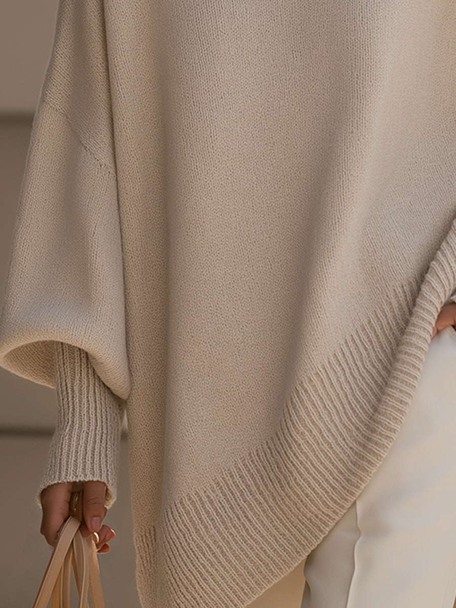 Women's Oversized Asymmetric Hem Knit Sweater