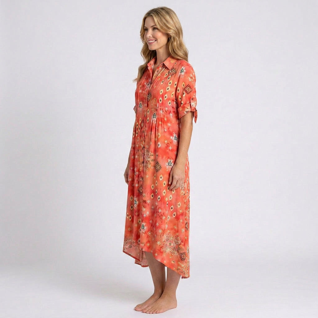 Floral Maxi Dress – V-Neck Long Sleeve Relaxed Style