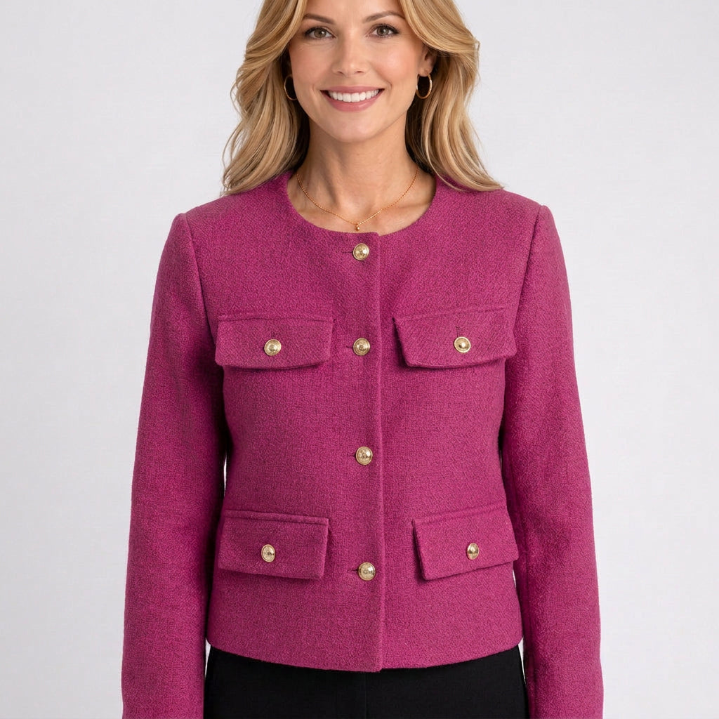 Jacket – Button Front Cropped Tailored Style