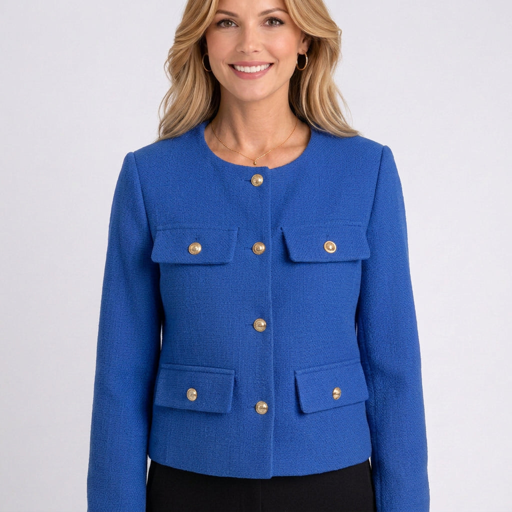 Jacket – Button Front Cropped Tailored Style