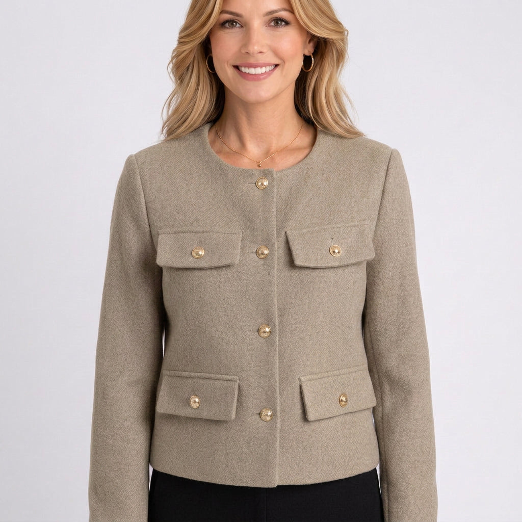 Jacket – Button Front Cropped Tailored Style