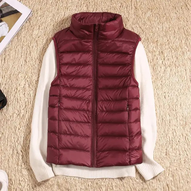 Zip-Front Stand Collar Quilted Puffer Gilet