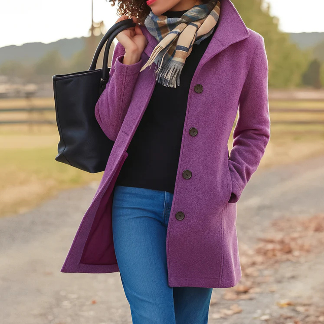 Women's Wool Blend Button-Up Longline Coat