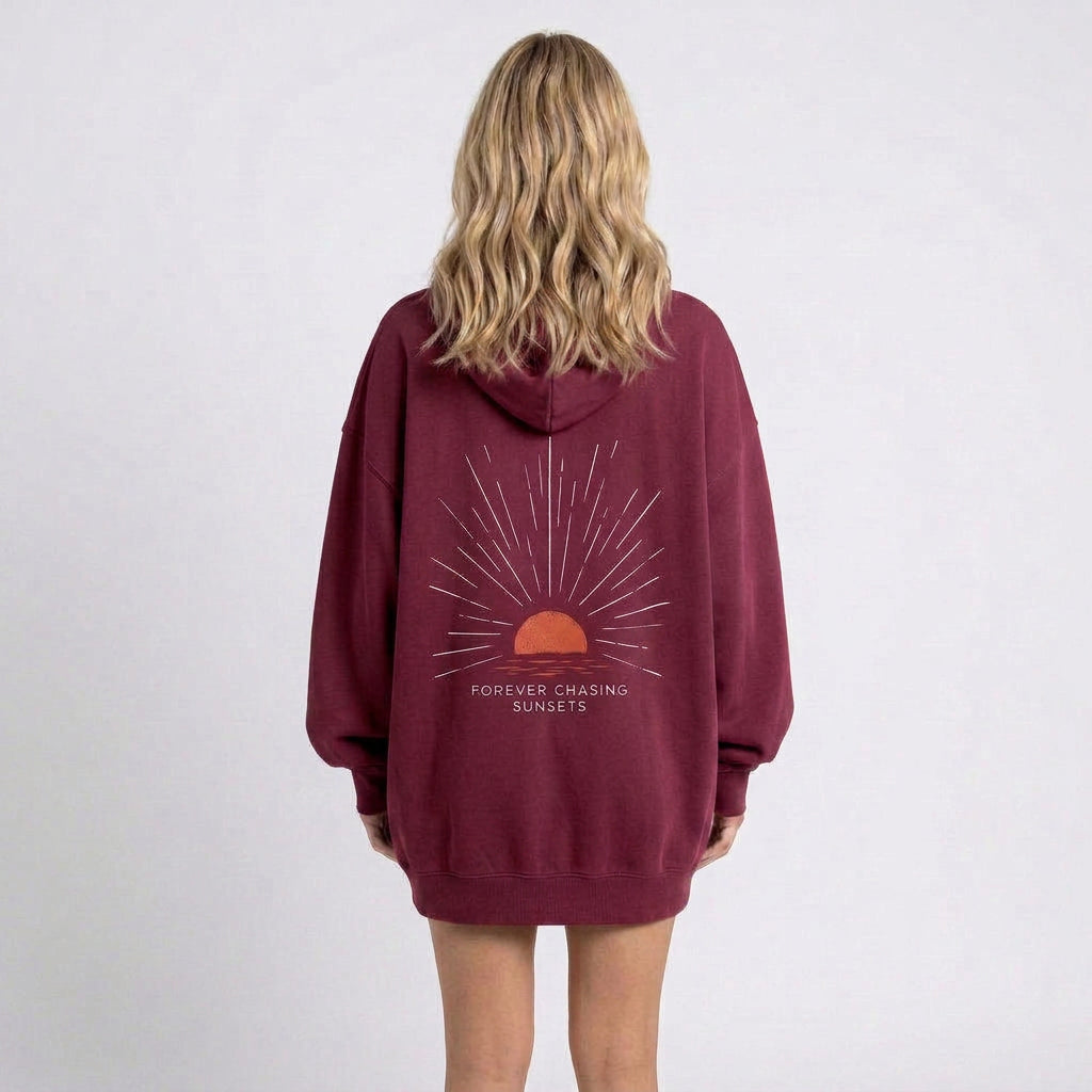 Oversized Hoodie – Sunset Back Print Casual Style