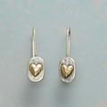 Two-Tone Hammered Heart Drop Earrings