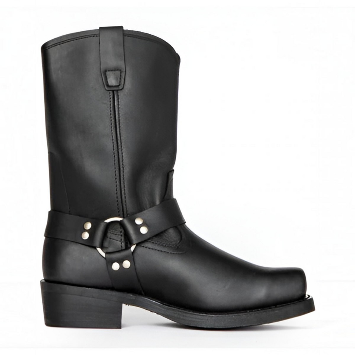 Women's Harness Buckle Square Toe Moto Boots