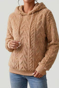 Women's Textured Teddy Fleece Drawstring Hoodie