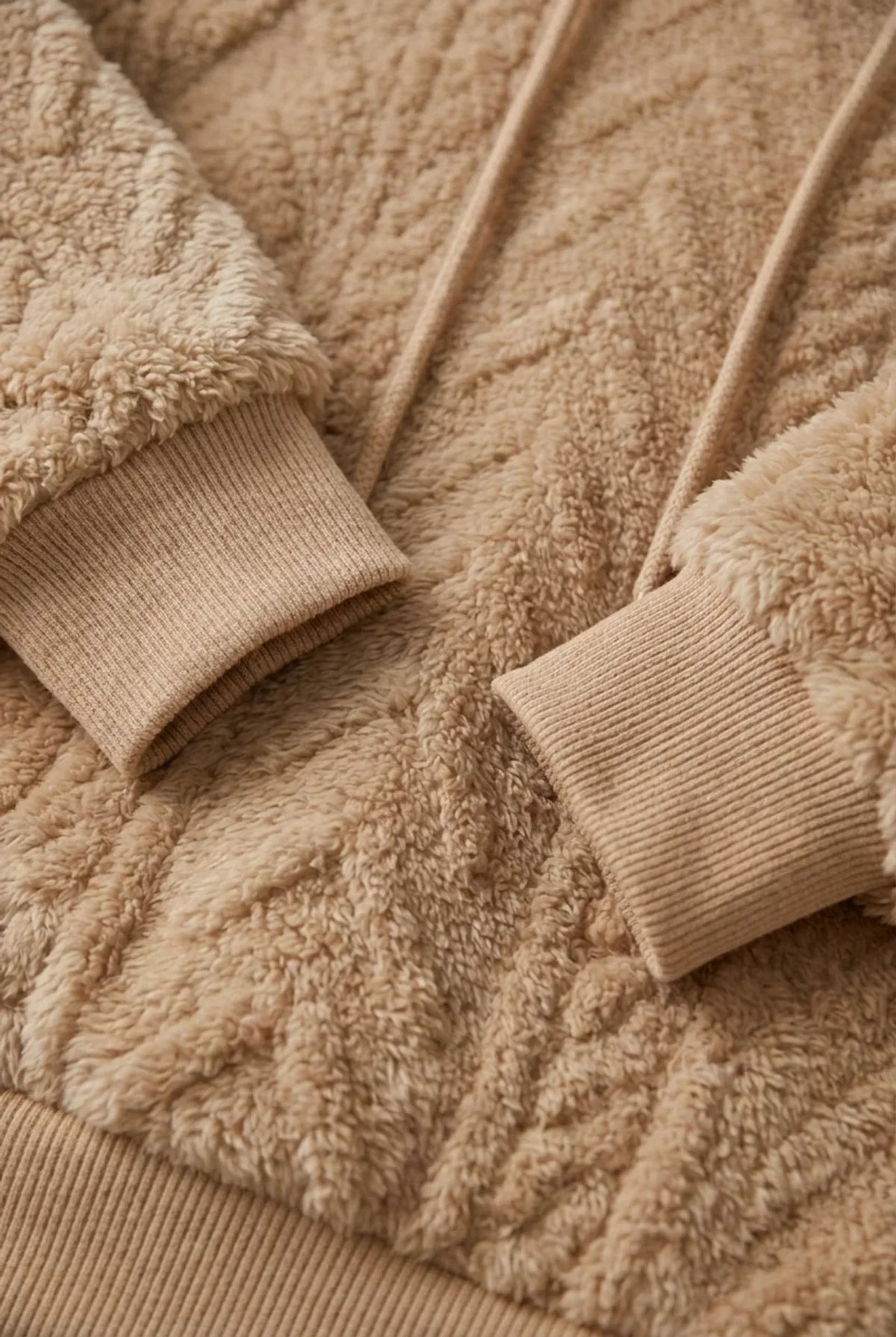 Women's Textured Teddy Fleece Drawstring Hoodie