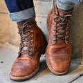 Men's Cap Toe Lace-Up Combat Boots