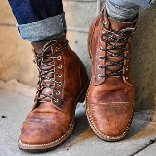 Men's Cap Toe Lace-Up Combat Boots
