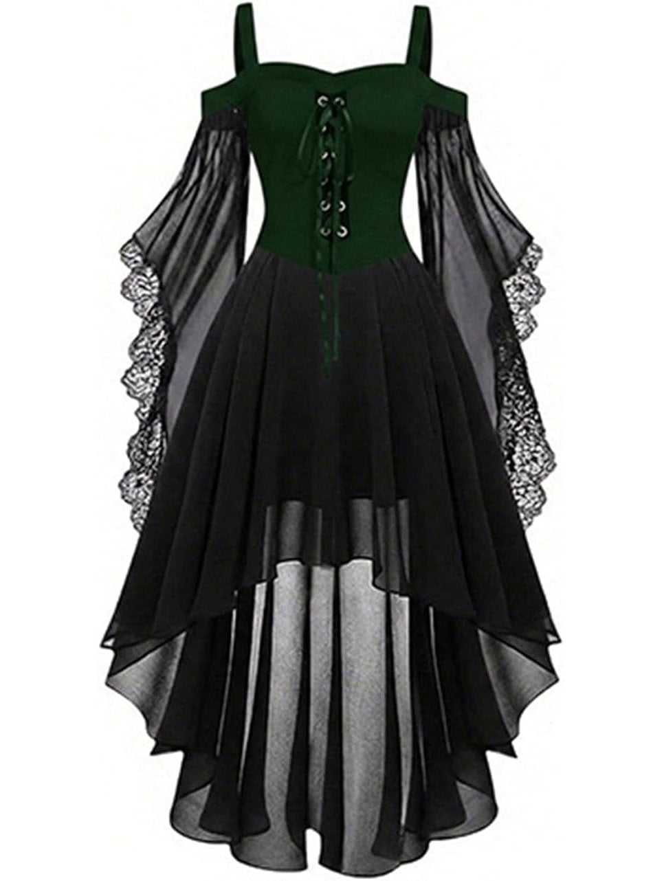Robe gothique à lacets pour femme, épaules dénudées et coupe asymétrique
