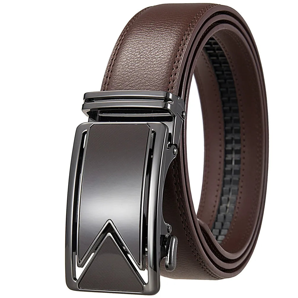 Ceinture en cuir pour homme avec boucle automatique à cliquet