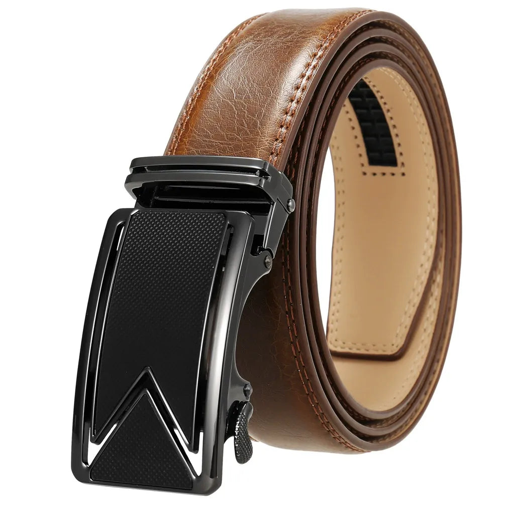Ceinture en cuir pour homme avec boucle automatique à cliquet