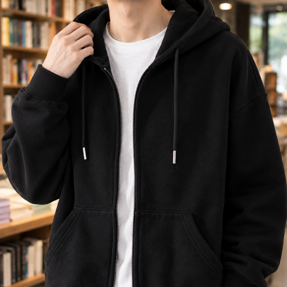 Men's Oversized Full-Zip Fleece Hoodie