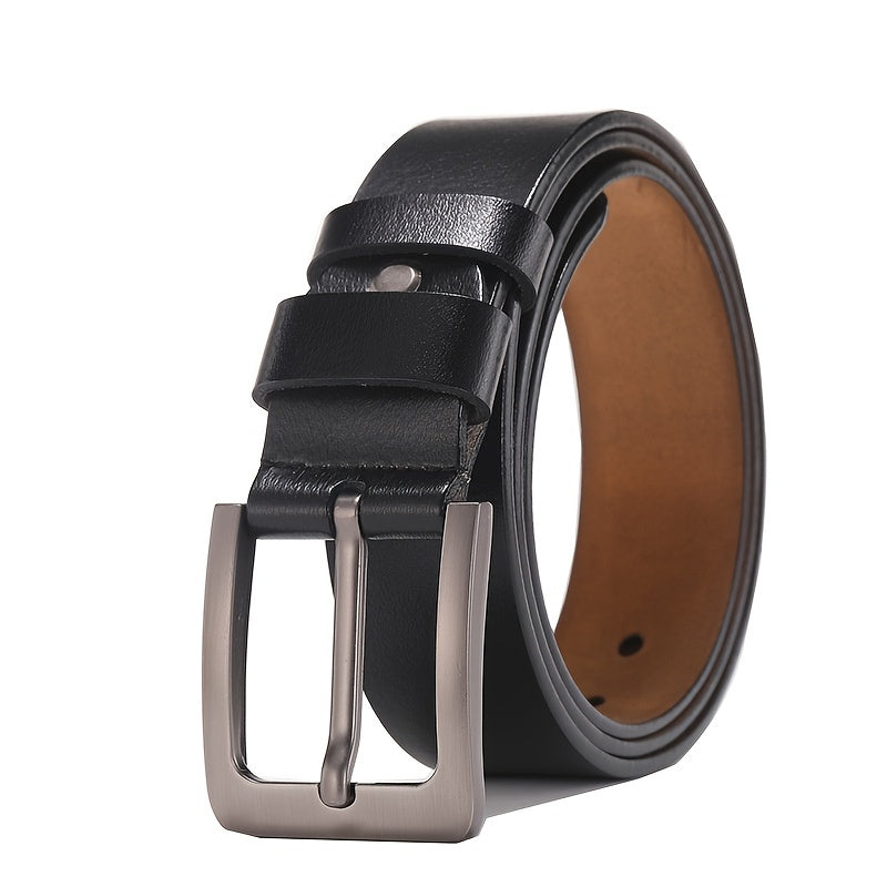 Genuine Leather Belt with Brushed Pin Buckle