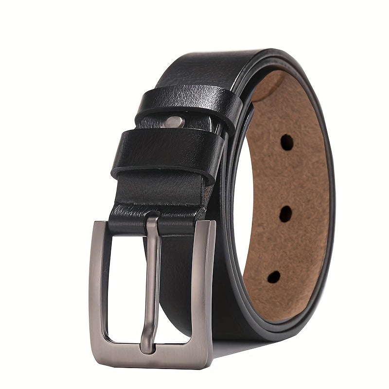 Genuine Leather Belt with Brushed Pin Buckle