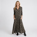Women’s Printed Maxi Shirt Dress – Collared Button Front Pocket Style