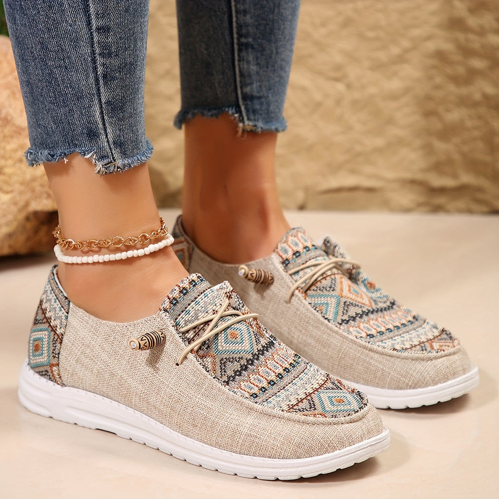 Aztec Print Slip-On Canvas Sneakers