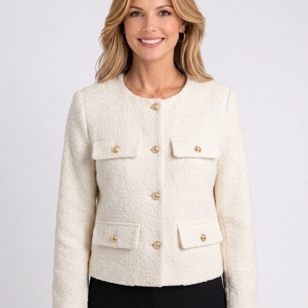 Jacket – Button Front Cropped Tailored Style