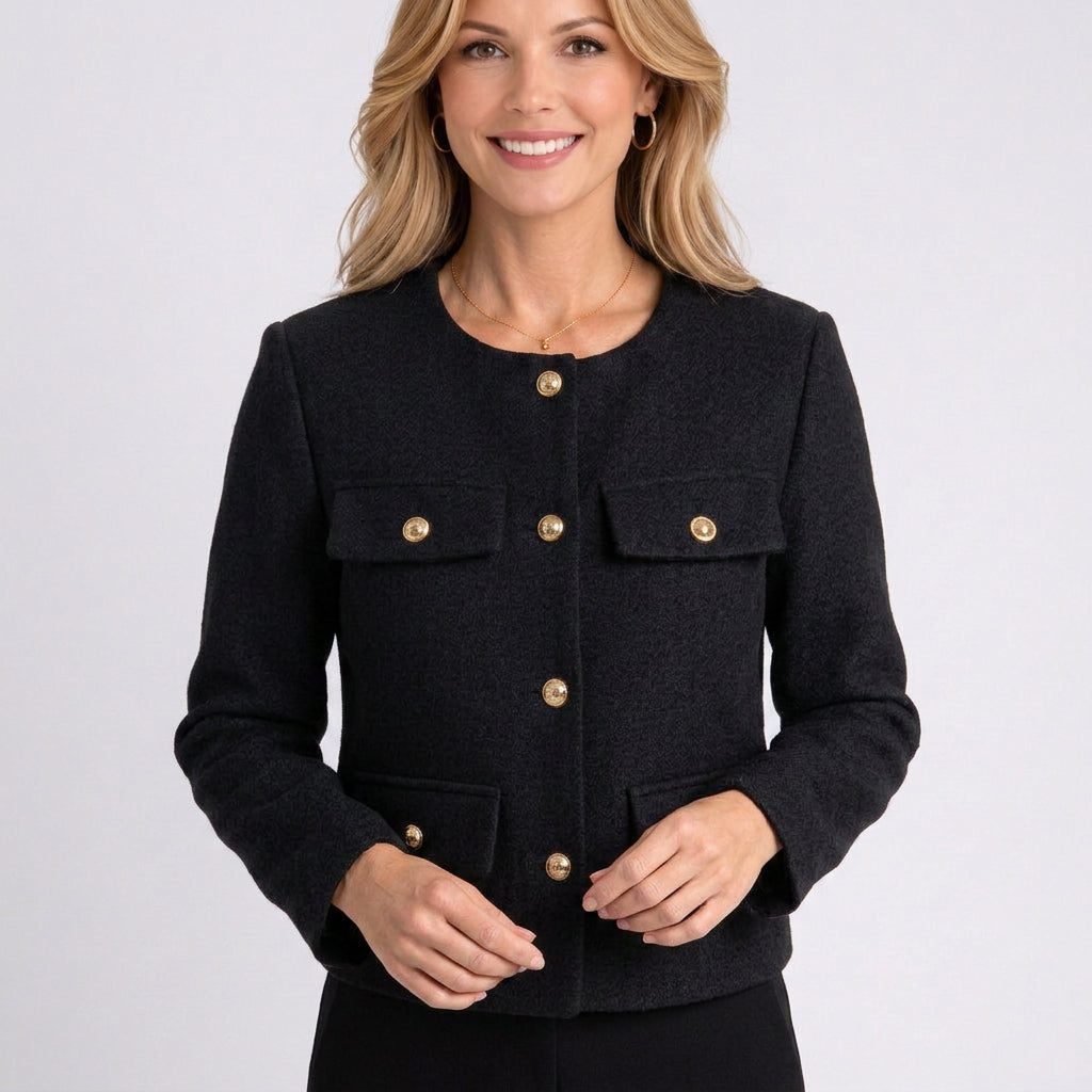Jacket – Button Front Cropped Tailored Style