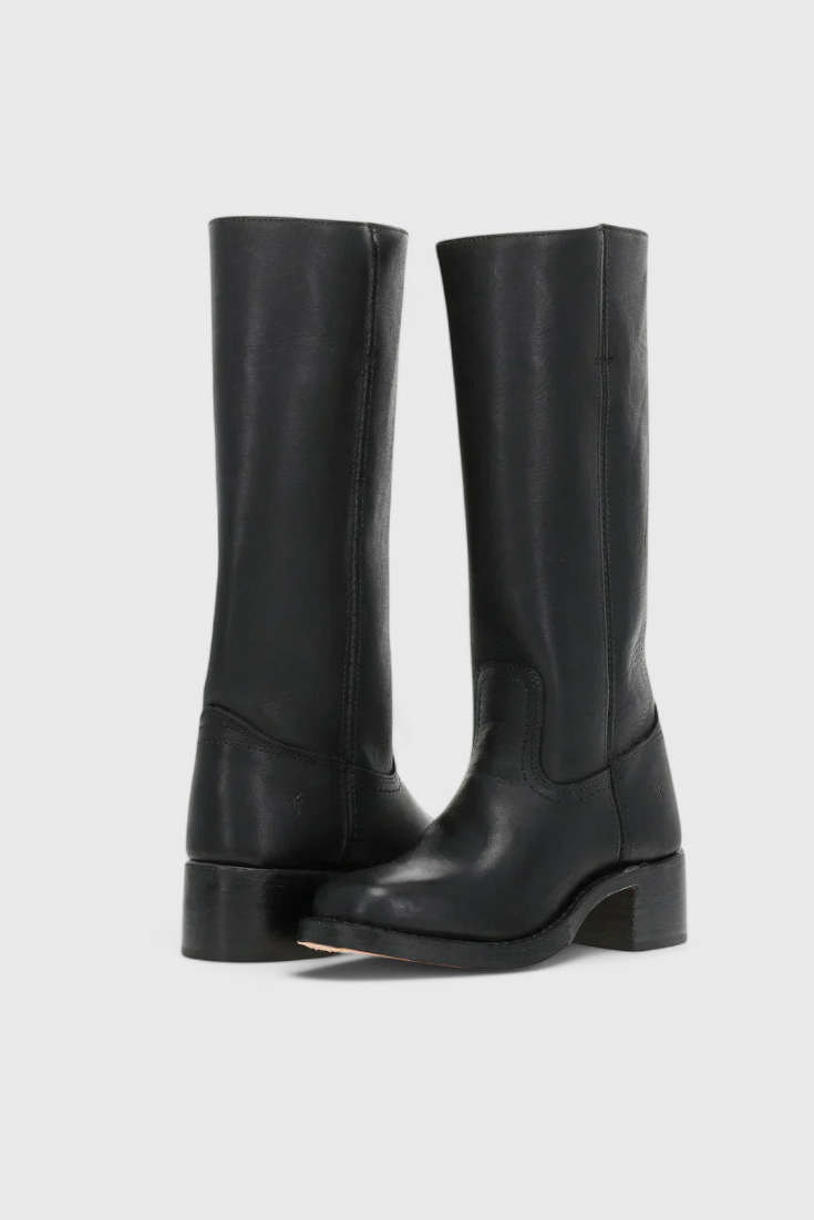 Women's Knee-High Boots with Stacked Block Heel