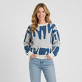 Women’s Patterned Knit Sweater – Crew Neck Long Sleeve Pullover